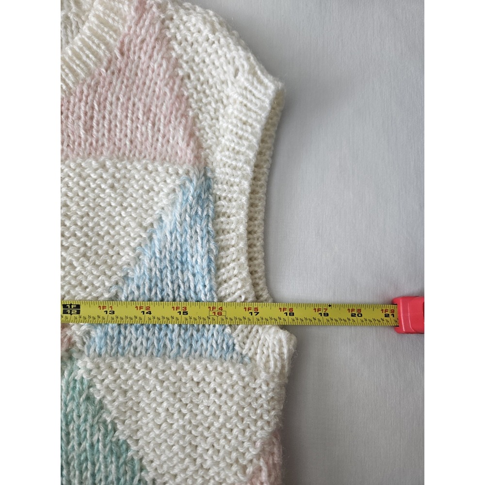 Vtg One Step Up Knit Pastel Triangle Geometric Colorblock Easter Spring Vest L - Picture 9 of 12